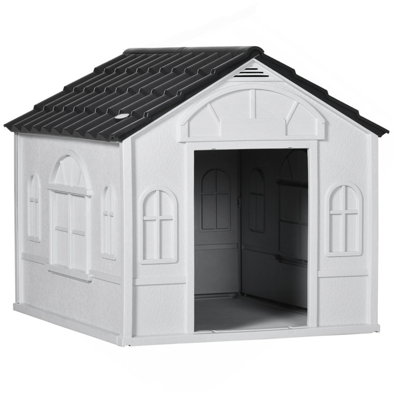 Niche pour chien en plastique résistante à l'eau Pawhut, Gris