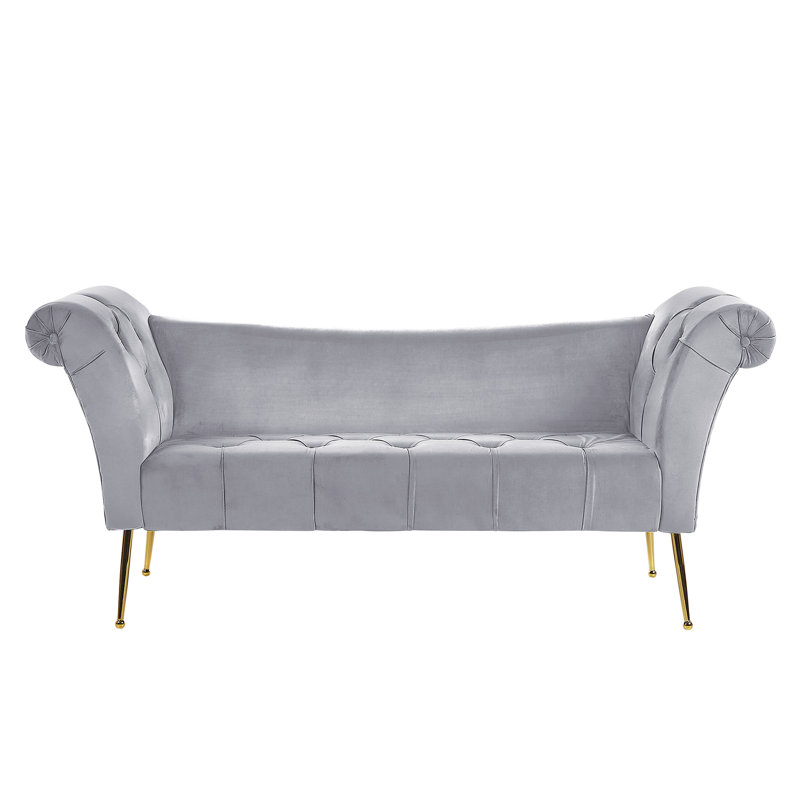 Uriel Velvet Chaise Lounge, Grey