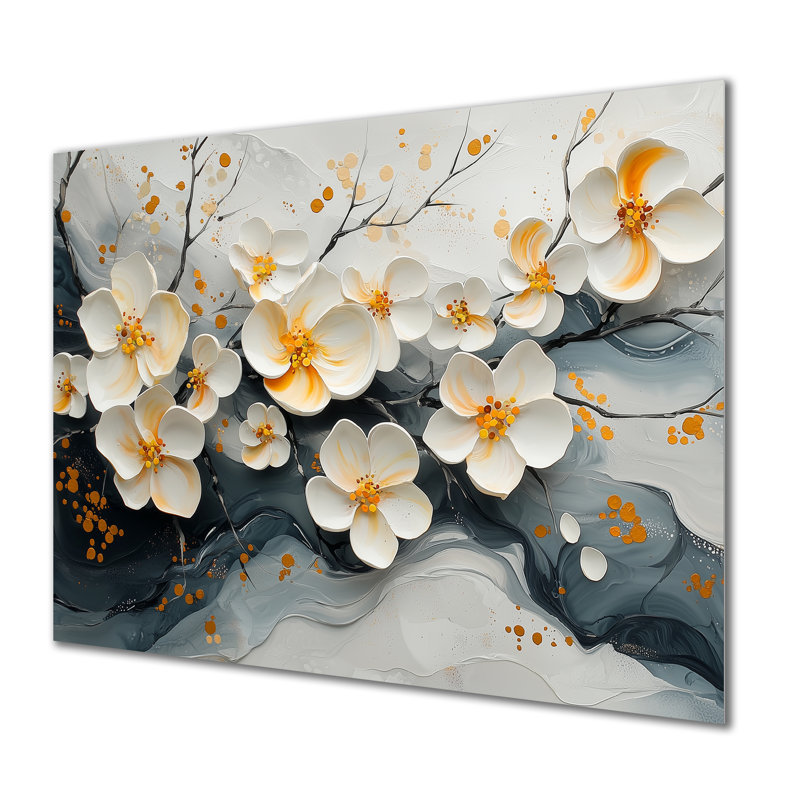 Velours noir fleurs de cerisier II - reproduction d'art traditionnelle en métal, art mural en métal fleur de cerisier