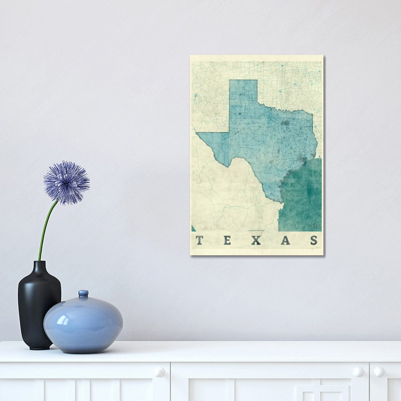 Texas Map - Wrapped Canvas Print, 30.48 cm H x 45.72 cm W