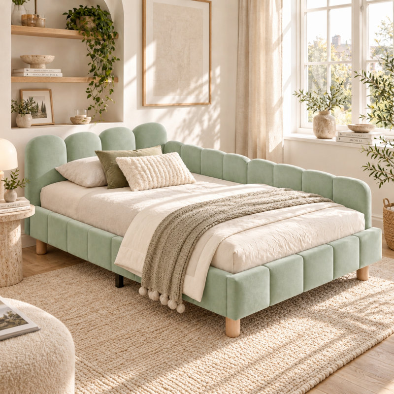 Metal Bed, Single, Green