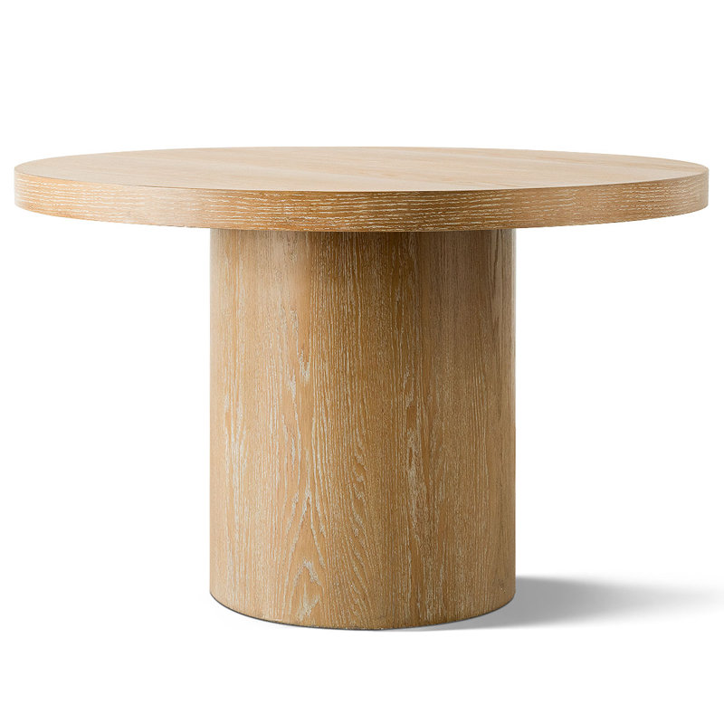 47" Solid Round Pedestal Kitchen Dining Table, Natural