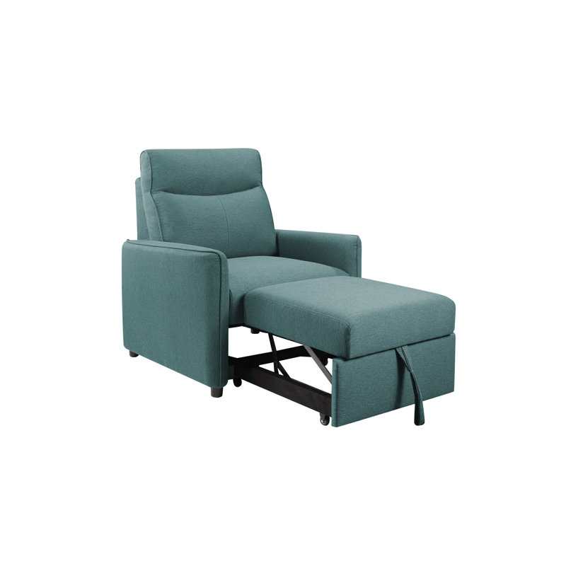 Fauteuil convertible en polyester 37,5 po Savione, Polyester bleu sarcelle