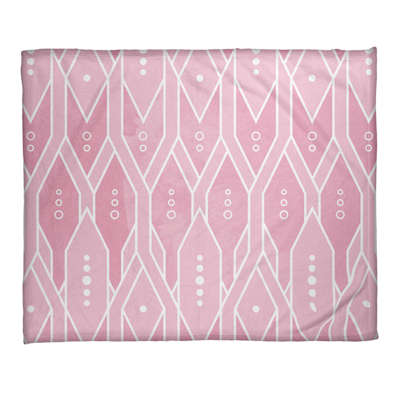 Jeté en molleton à motif de treillis Katelyn Elizabeth, Rose