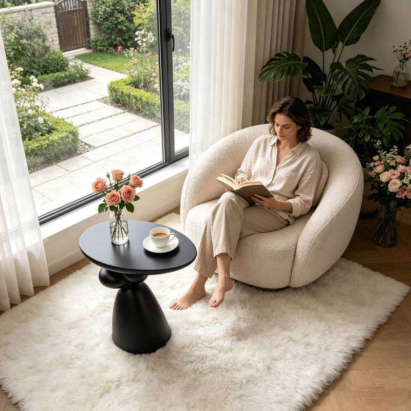 Table d'appoint Modern, table d'appoint 20 po, Noir mat