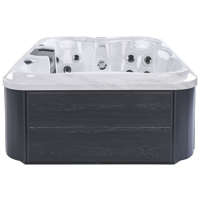 Dakota Fields Allionna 240 Volt Acrylic Square Hot Tub, Black/White