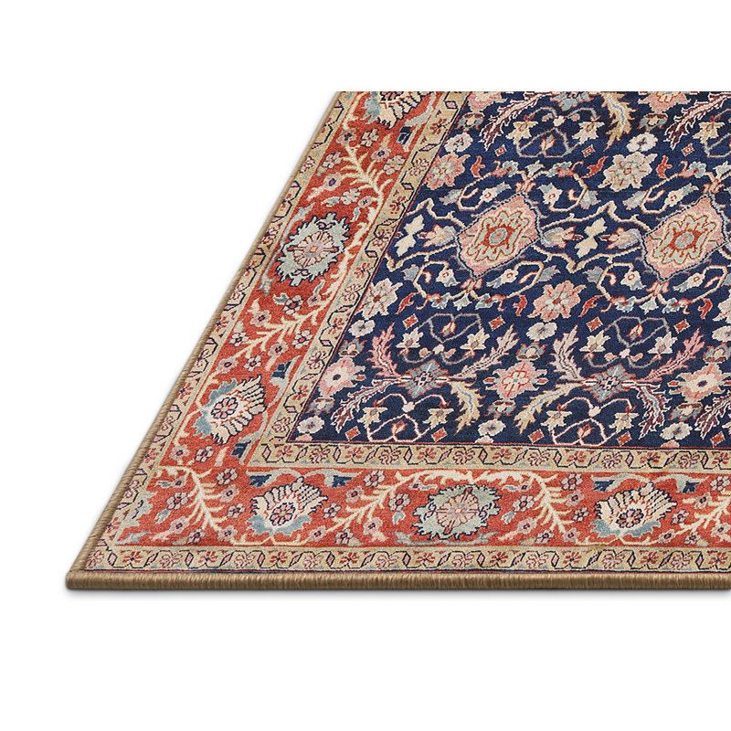 Tapis oriental brun / bleu marine, Rectangle 7 pi x 9 pi