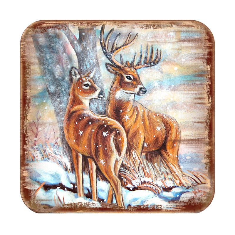 Sous-verre cerfs