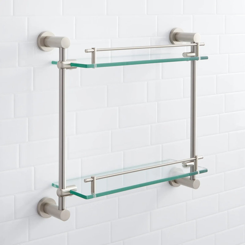 Tablette décorative à deux niveaux 17 po Ceeley, Nickel brossé