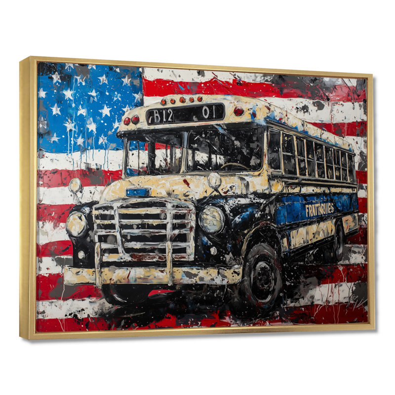 Art mural Kyston - Patriotist des États-Unis, Reproduction avec cadre flottant, H 16 po x l 32 po, Doré