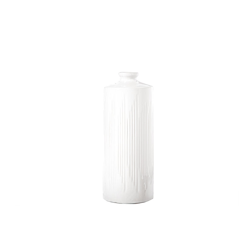 Gwendolen Ceramic / Porcelain Table Vase, White, 13" H x 5.25" W x 5.25" D