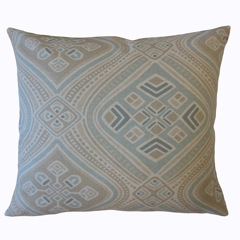 Yaxha Geometric Cotton Blend Reversible Throw Pillow, 20" x 20", Seahaze