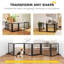 Freestanding Pet Gate 6 Panel Foldable Playpen Black