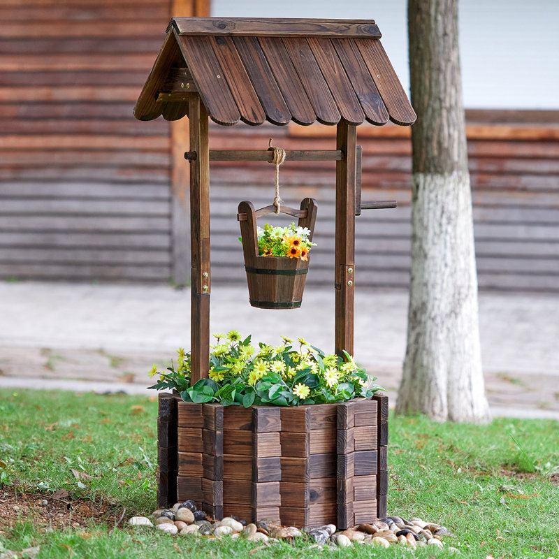 Puits à vœux d'extérieur en bois AmerLife, H 43,7 po x l 21,7 po x P 21,7 po