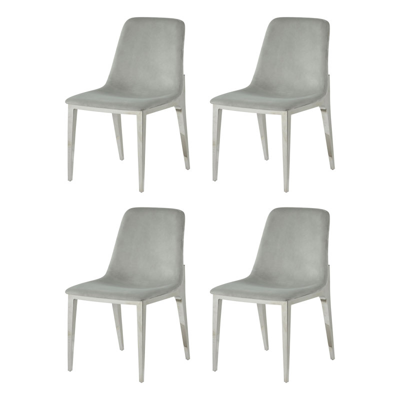 Chaise d'appoint en velours gris et chrome Tiberio