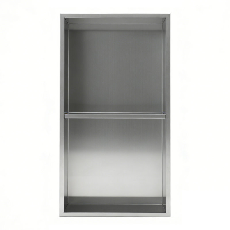 Topcraft 13“ X 25” Stainless Steel Shower Niche With Double Shelves, Brushed Nickel
