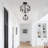 3-Light Black Finish Caged Semi-Flush Mount Light