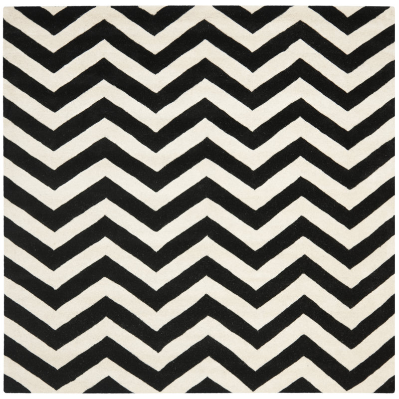 Teresita Hand Tufted Wool Chevron Rug, Square 5'