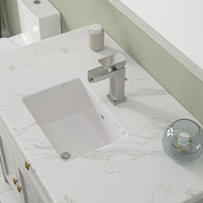 Mocoloo 17"L x 12"W Ceramic Rectangular Undermount Bathroom Sink with Overflow