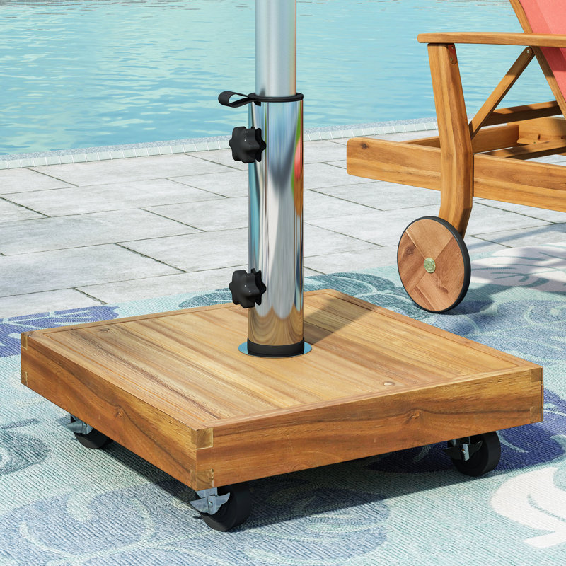Base de parasol robuste - Finition et tube en acier inoxydable avec béton 18,05 po x 40 lb