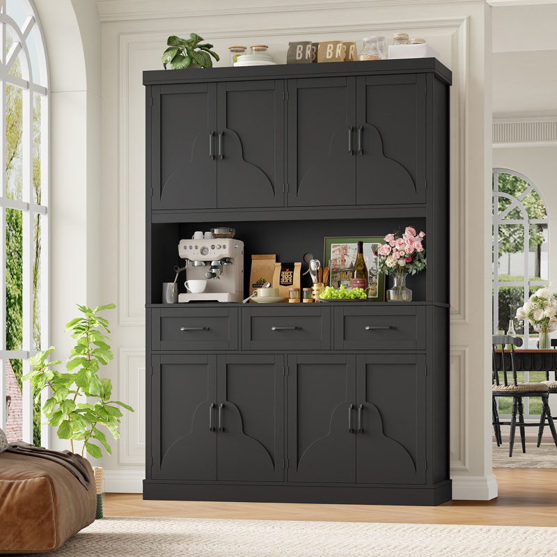 Grand garde-manger en bois 75,7 po, Noir