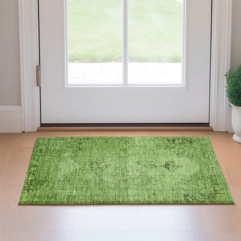 Premium Machine Washable Kiyondrea Aloe Rug, Rectangle 1'8" x 2'6"