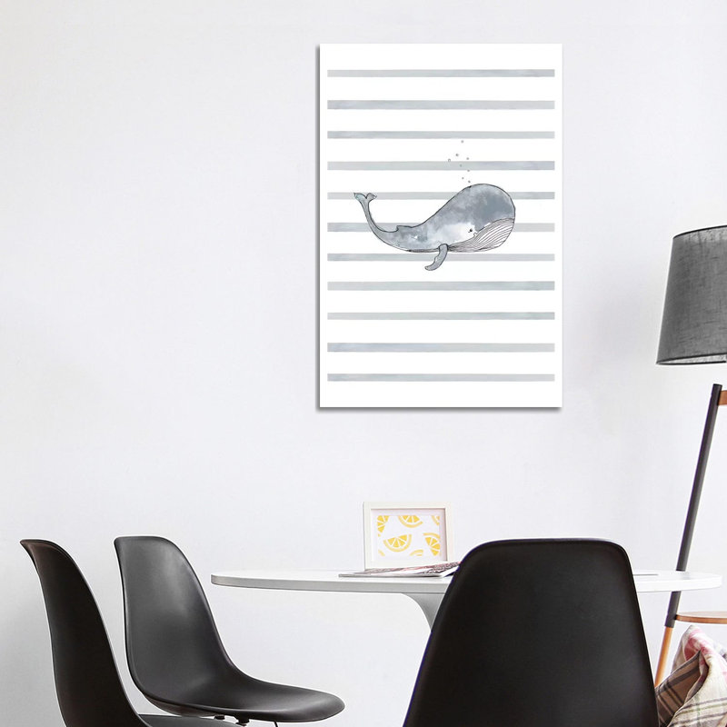 Whale Right Stripes I by Leah Straatsma - Wrapped Canvas Gallery-Wrapped Canvas Giclée, 66.04 cm H x 45.72 cm W x 1.91 cm D