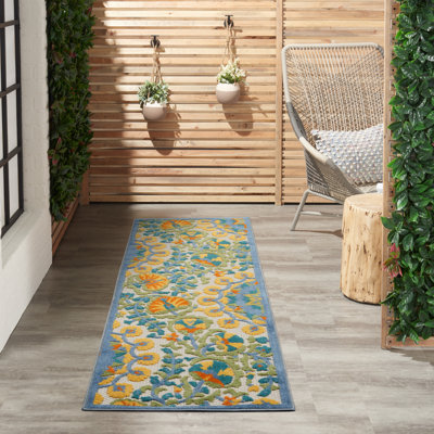 Adalia Floral Green/Yellow/Blue Indoor/Outdoor Area Rug