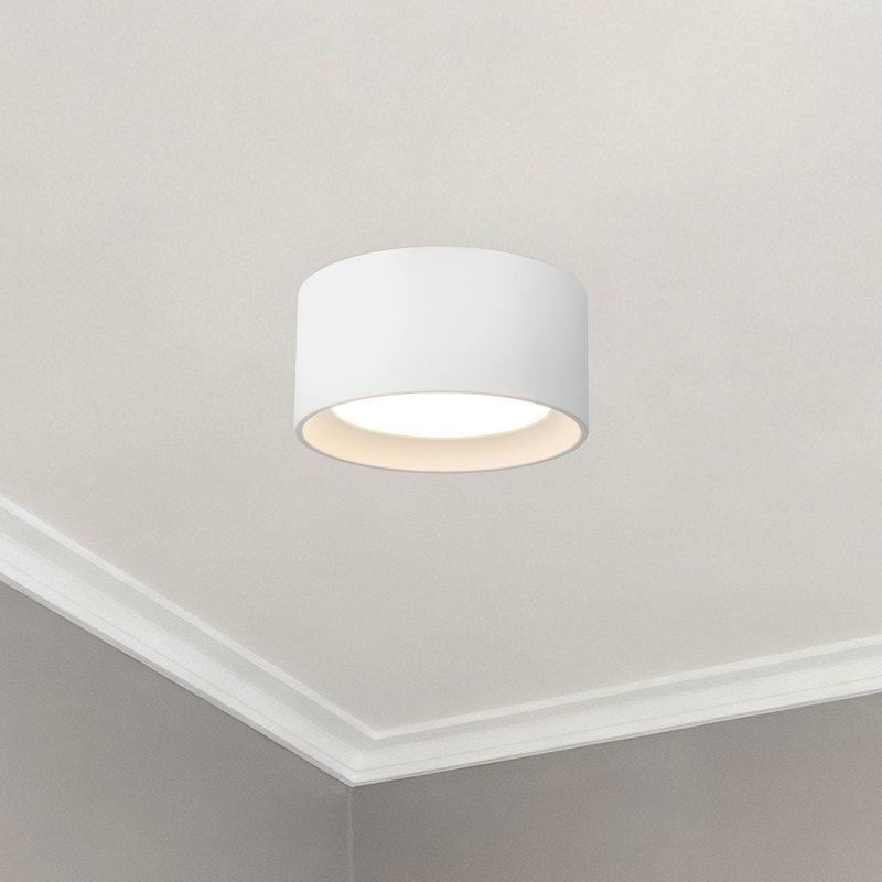 Uma 7-in Black dimmable LED Semi-Flush Mount, Height 3.5 in, White