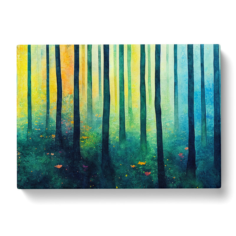 Elegant Colourful Forest - Wrapped Canvas Painting, 50cm H x 76cm W x 3cm D