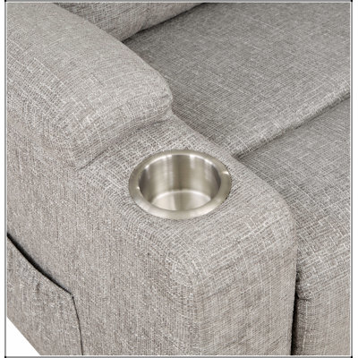 Fauteuil inclinable en chenille gris clair avec lève-personne électrique, massage et rembourrage en mousse confortable pour une détente ultime