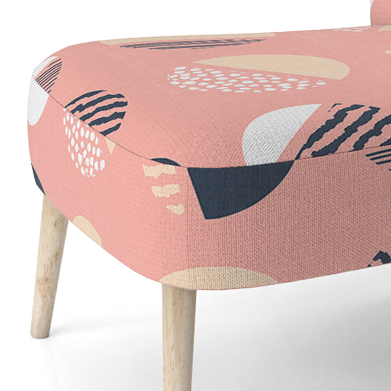 Chaise d'appoint rembourrée à motif crème avec motif géométrique crème