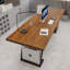 Bureaux rectangulaires en bois massif brun clair + bureaux en fer-107978738-107978739