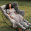 Chaise berçante avec repose-pieds, repose-pieds et coussins en osier gris foncé-1077861557