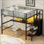 Lit mezzanine double en métal avec bureau