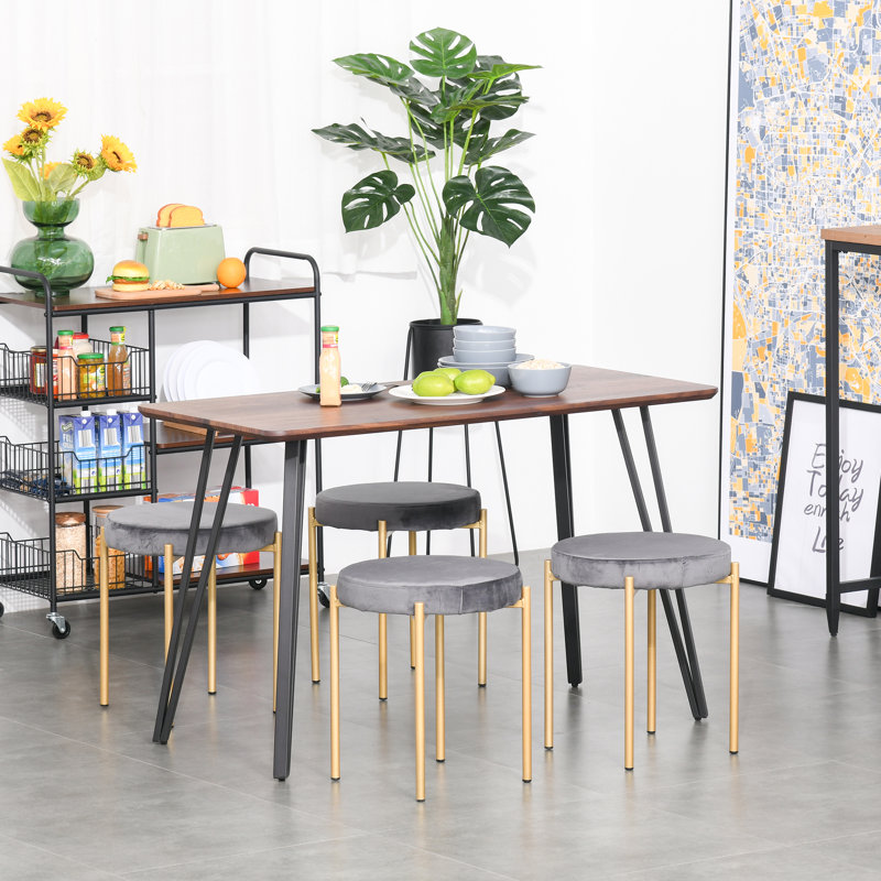 Upholstered Counter Stool with Metal Frame