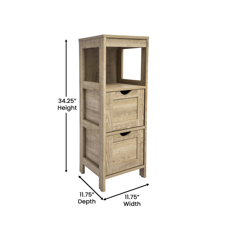 Dune Farmhouse Bathroom Storage Organizer with Drawers and Open Shelf, Natural