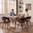 Modern Upholstered Dining Chairs, Black Faux Leather With Wooden Legs, Soft Padded Seat And Back, Scandinavian Kitchen And Dining Room Side Chairs​​-864750633-864837332