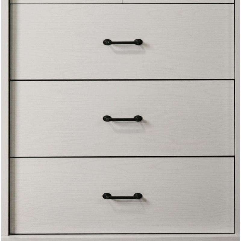 Commode 4 tiroirs avec poignée et poignées en métal, Blanc