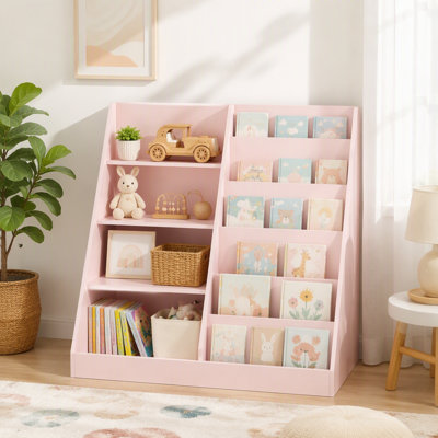 Bibliothèque pour enfants et rangement pour jouets, étagère à livres multifonctionnelle en bois pour enfants avec présentoir dans la chambre de jeux pour enfants, enfants, tout-petits