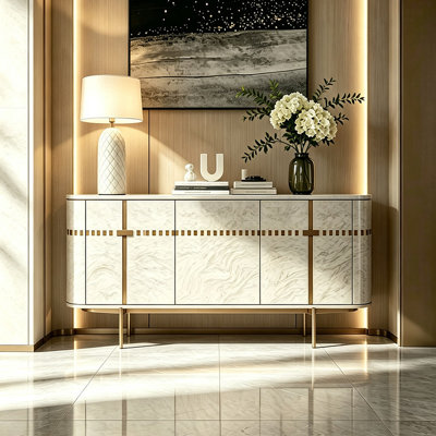 Italian luxury-style marble dining cabinet