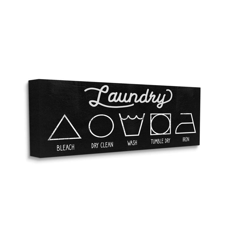 " Distressed Country Laundry Symbol Cleaning Guide " by Daphne Polselli, Wrapped Canvas, 20" H x 48" W