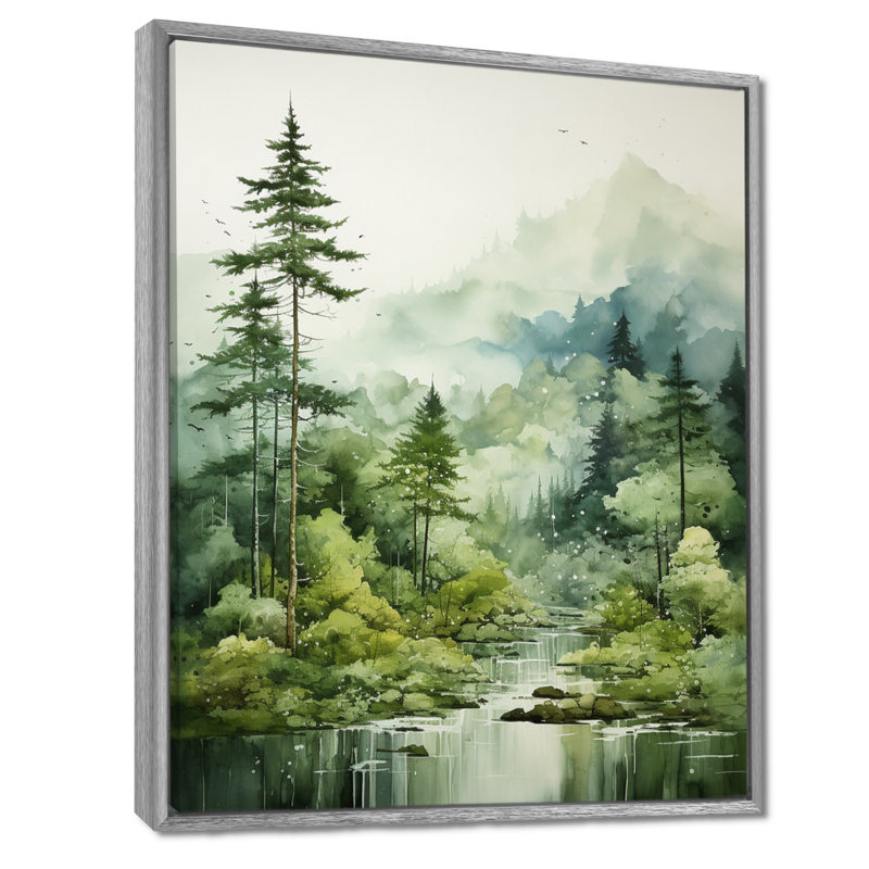 Forêt, énigmatique, forêt, art mural, H 20 po x l 12 po x P 1 po, Encadrement argenté