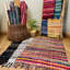 Marone Striped Cotton Hand Woven Area Rug-2087854903