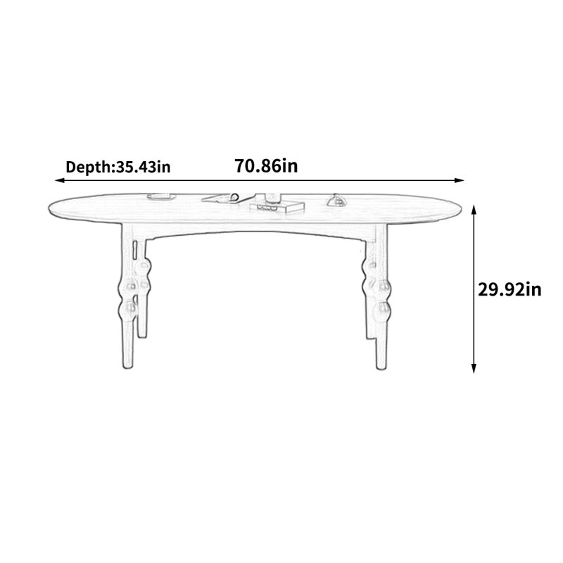 Elegant French Dining Table, 29.92"H x 70.86"L x 35.43"W
