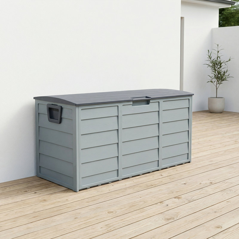 75 Gallon All-Weather Outdoor Deck Box With Side Handles&Built-In Wheels - Waterproof Storage For Patio, Garage, Or Backyard Gear