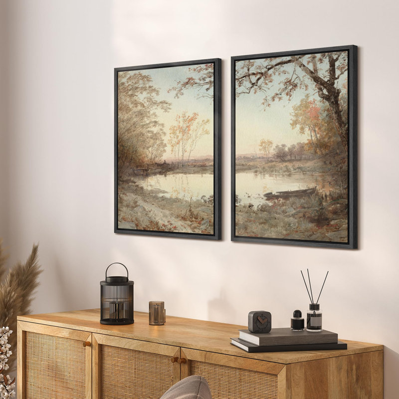 «Autumn Whispers», 2 pièces sur toile, H 36 po x l 48 po, Noir