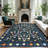 Washable Rugs for Living Room, Floral Animal Print Area Rug with Non Slip Backing, Low Pile & Stain Resistant Botanical Soft Accent Carpet for Dining Room, Under Table, Bedroom, Nursery-1098794488-1098392649
