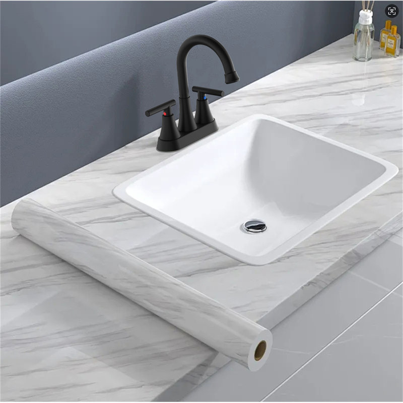 4-Inch Center-Set Bathroom Faucet With Pop-Up Drain, Matte Black