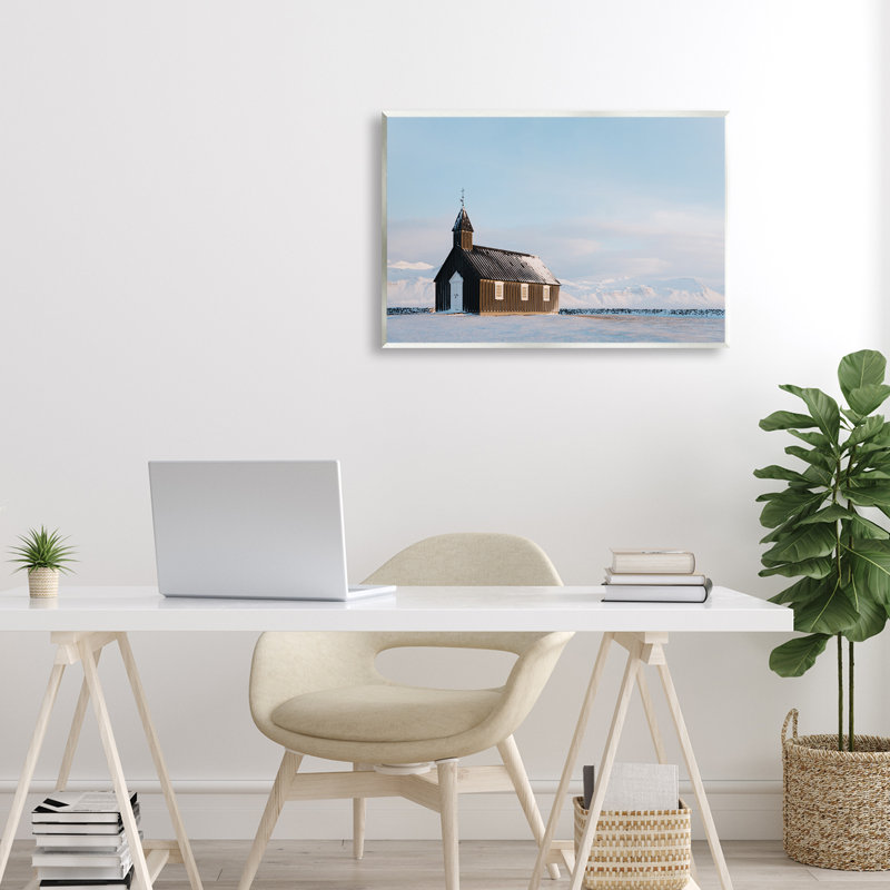 «Church on Vast Snowscape», plaque murale par Jade Sharp Photo, H 13 po x l 19 po